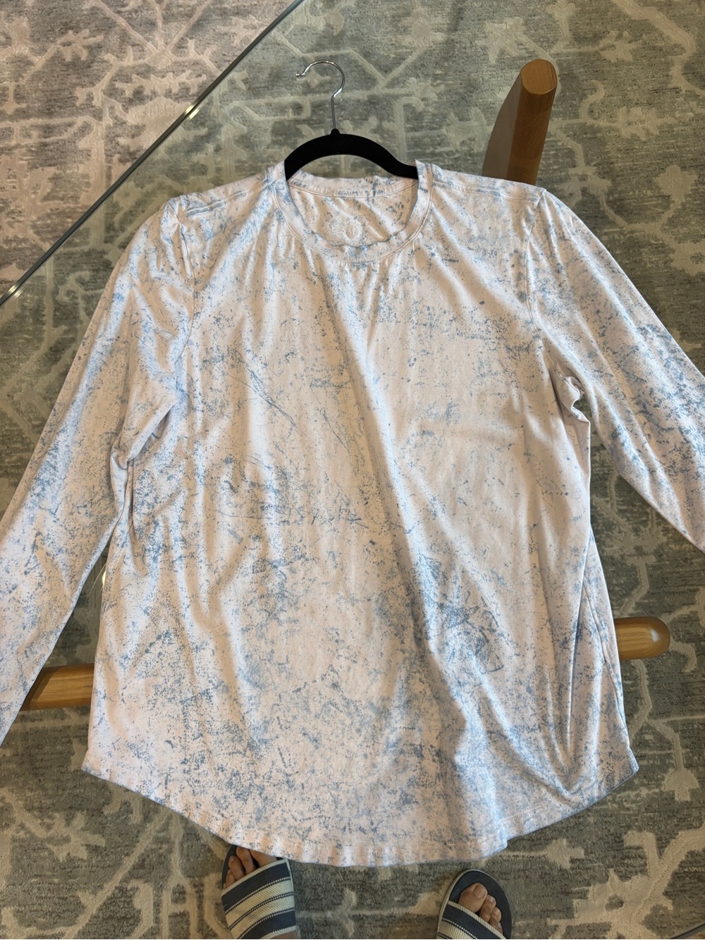 Lululemon blue white tie-dye effect long sleeve shirt, size 10 approximately